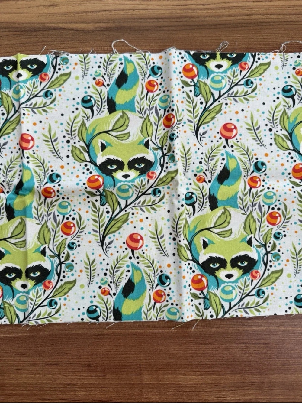 Tula Pink All Stars Racoon Agave Quilting Cotton Remnant Fabric 10" x 44"